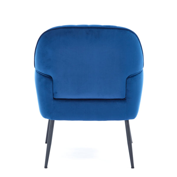 English Elm Velvet Barrel Accent Chair Tufted Shell Back with Metal Legs for Living Room Blue W5722P462510
