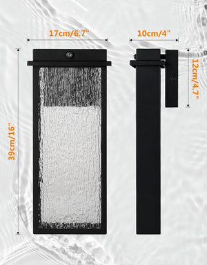 English Elm Outdoor Light Fixture Wall Light Black Dusk-to-Dawn Integrated LED 3000K Weatherproof Wall Lantern W3355P323231