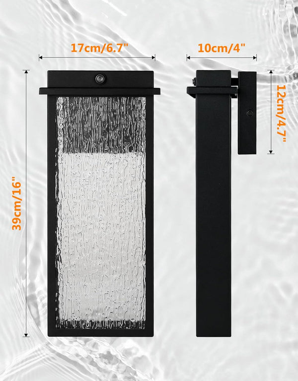 English Elm Outdoor Light Fixture Wall Light Black Dusk-to-Dawn Integrated LED 3000K Weatherproof Wall Lantern W3355P323231