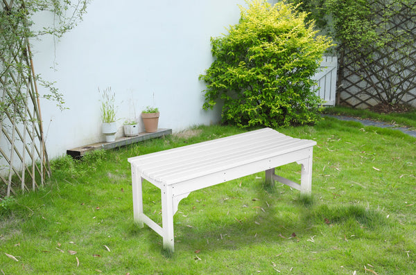 English Elm Backless HDPE Adirondack Bench with Wood Texture, Recycled Poly Lumber, 500lb Capacity, UV-Proof Outdoor Seating White W2103P254579