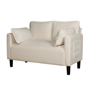 English Elm 48" Corduroy Compact Loveseat with Side Pocket Solid Wood Frame for Small Spaces Beige W2715P409864