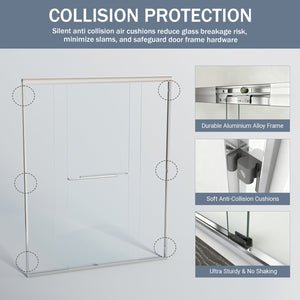 English Elm 56" Frameless Sliding Shower Door Tempered Glass Soft Close Matte Hardware Alcove Fit W1920P385305