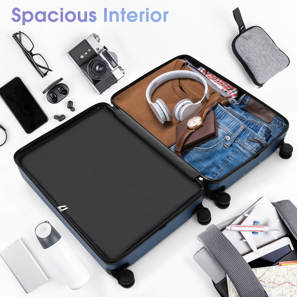 English Elm Luggage 3 Piece Hardshell Abs Set with Spinner Wheels Tsa Lock Travel Ready Dark Blue N730P304620C
