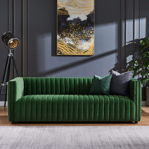 English Elm Ashcroft Furniture - Dominic Channel Tufted Velvet Sofa