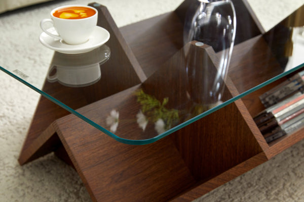 English Elm A Modern Two-tier Mdf Coffee Table with Open Shelf for Living Room Storage W3875P396857