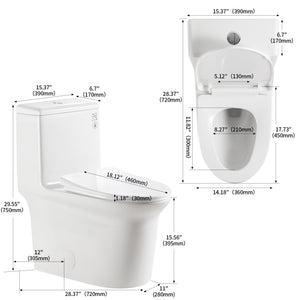 English Elm 1.1/1.6 Gpf Ceramic One Piece Toilet Skirted Comfort Height Dual Flush Soft Close B2724P246931