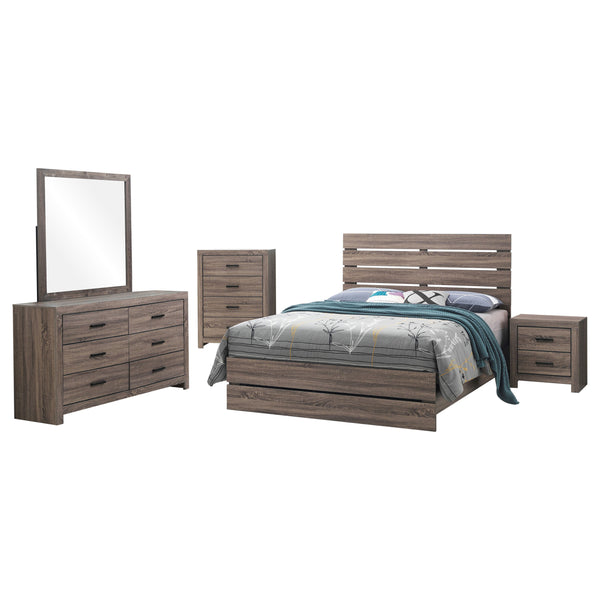 English Elm Geary Coastal-Inspired 5-Piece Bedroom Set With Slatted Headboard & Ample Storage Solutions B062S01002