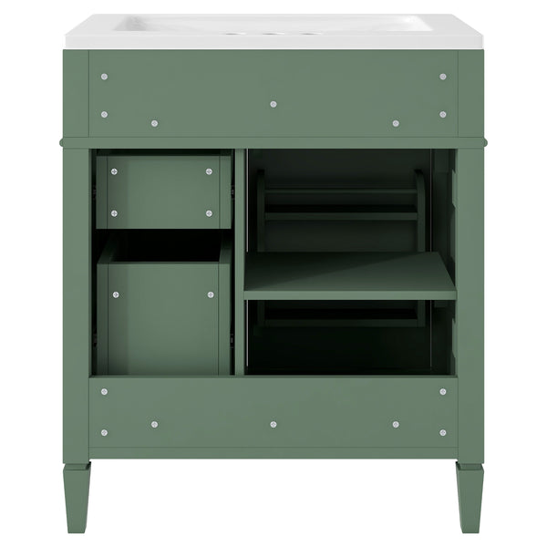 English Elm 30'' Modern Bathroom Vanity With Durable Resin Sink, 3 Drawers & Adjustable Shelf For Stylish Storage SW000122AAF-2
