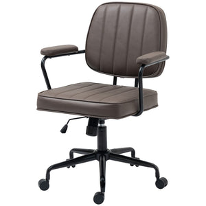 English Elm Vinsetto Light Brown Microfiber Office Chair With Adjustable Height, Tilt Function & Swivel Wheels W2225P217511-GIGA