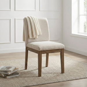 English Elm Transitional Gray Fabric Dining Chairs Solid Wood Frame Modern Farmhouse Set of 2 B011P467555