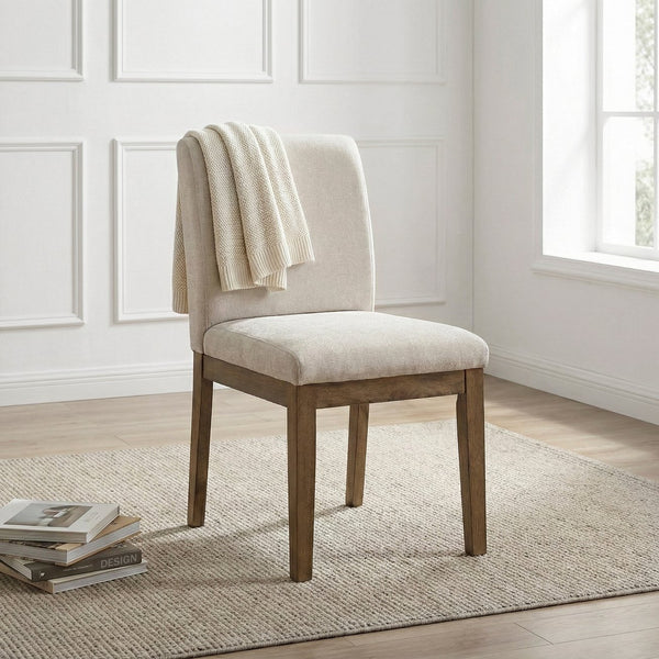 English Elm Transitional Gray Fabric Dining Chairs Solid Wood Frame Modern Farmhouse Set of 2 B011P467555
