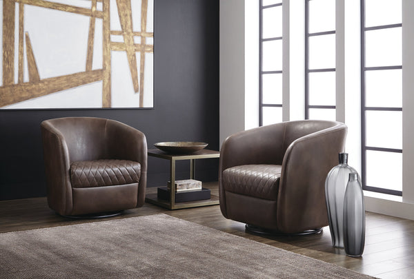 Sunpan Leighland Dining Chair Set of 2 - Elegant Diamond-Stitched Design with Antique Brass Frame Light Grey