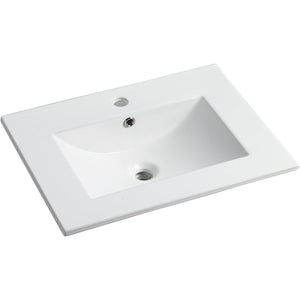 English Elm 24-inch Ceramic Undermount Bathroom Sink Gloss White Glaze with Pre-drilled Faucet Opening W3151P264908
