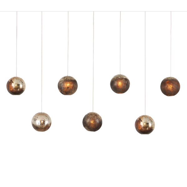 Pathos 30-Light Multi-Drop Pendant - Handcrafted Artistry with Antique Gold, Charcoal & Silver Finish