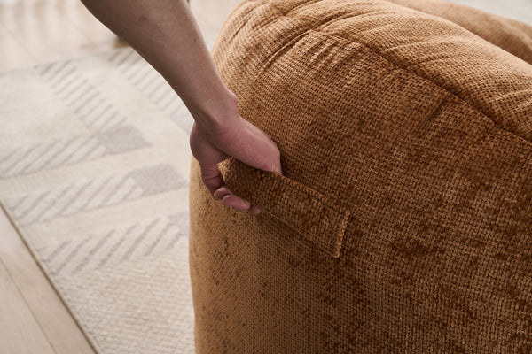 English Elm Foam Memory Foam Bean Bag Chair with Plush Chenille Cover, Large 42" Round Comfortable Lounger Orange W2915P283420