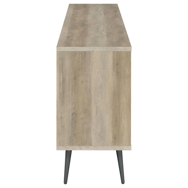 English Elm Greta Scandinavian 2-Door Accent Cabinet in Distressed Pine with Gray Legs, Drawers & Adjustable Shelves B062P358335