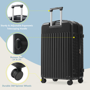 English Elm Luggage Set 5 Piece Abs Hardside Expandable Spinner Wheels Tsa Lock Travel Bags Black N732P326115B
