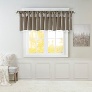 JLA Home Madison Park - Lightweight Faux Silk Valance with Beaded Trim, Lined Twist-Tab Top for Privacy and Elegant Draping Pewter MP41-4452