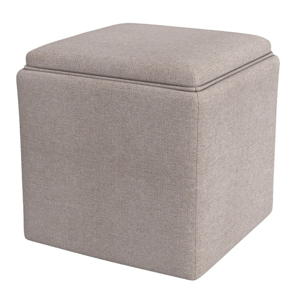 English Elm Soa Square Woven Fabric Storage Ottoman with Lift Off Tray Top for Living Rooms Brown B056P412625