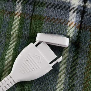 English Elm 1-piece Aztec Heated Throw with 12 Settings Auto Shutoff Soft Ivory Boho Blanket Green Plaid B035P408331