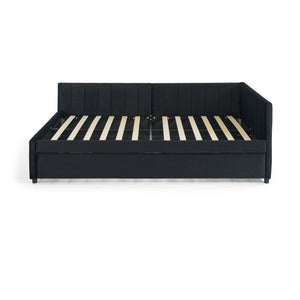 English Elm Full Size Daybed With Trundle - Stylish Velvet Sofa Bed Frame For Cozy Spaces & Overnight Guests W1413S00086