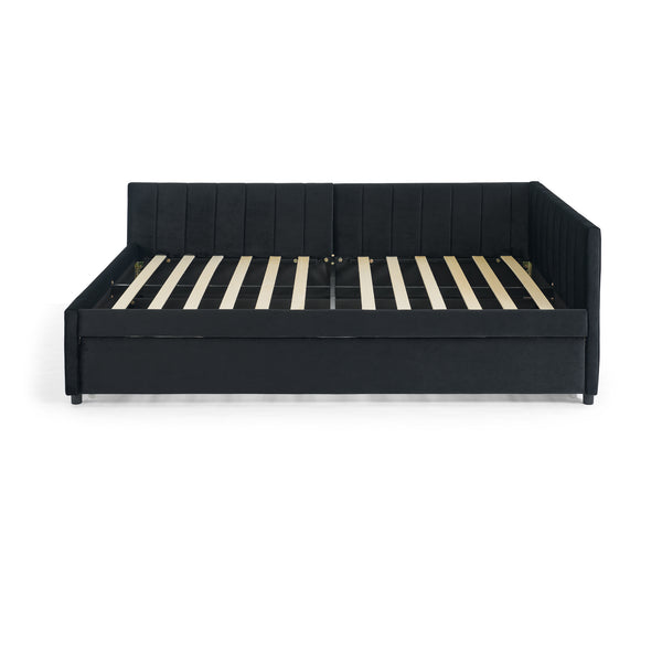 English Elm Full Size Daybed With Trundle - Stylish Velvet Sofa Bed Frame For Cozy Spaces & Overnight Guests W1413S00086