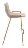 Desi Counter Stool - Set of 2 Beige & Gold 109733 Zuo Modern