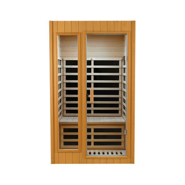 English Elm Hemlock Wood Two Person Far Infrared Indoor Sauna with Bluetooth and Led Lighting W2611P172613
