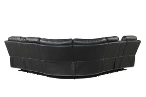 English Elm Lacrosse Power Reclining Sectional with Bluetooth Speakers, LED Lighting, USB Ports & Console Comfort Gray B009S01430