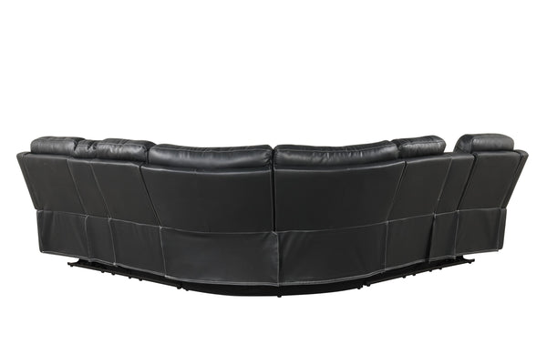English Elm Lacrosse Power Reclining Sectional with Bluetooth Speakers, LED Lighting, USB Ports & Console Comfort Gray B009S01430