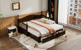 English Elm Wooden Twin Size Daybed With Twin Size Trundle, Extendable Daybed With Two Storage Drawers, Espresso(Expected Arrival Time:9.12)