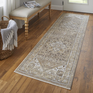 Feizy Rugs Celene Vintage-inspired Floral Medallion Rug – Luxurious Machine-made Design For Timeless Elegance Brown,Ivory,Tan Viscose,Polyester Cel39kxfbgebrni68