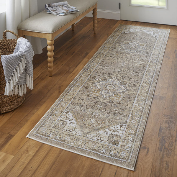 Feizy Rugs Celene Vintage-inspired Floral Medallion Rug – Luxurious Machine-made Design For Timeless Elegance Brown,Ivory,Tan Viscose,Polyester Cel39kxfbgebrni68