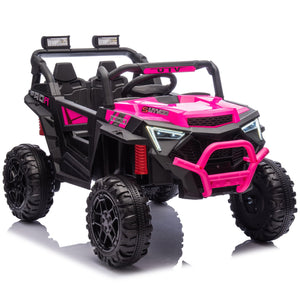English Elm 24v 400w Kids Electric Utv Ride on with Remote Bluetooth Led Suspension Cockpit Pink W1578P284294