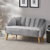 Christopher Knight Home® - Noble House - Amaia Mid-Century Modern Velvet Sofa with Seashell Backrest