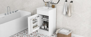 English Elm [video] Compact Sage Green Bathroom Vanity with Ceramic Sink Soft Close Cabinet White N759P237932K