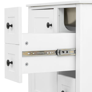 English Elm 24-inch Matte Bathroom Vanity Rubberwood Cabinet with Ceramic Sink and Soft-close Drawers White N729P377516K