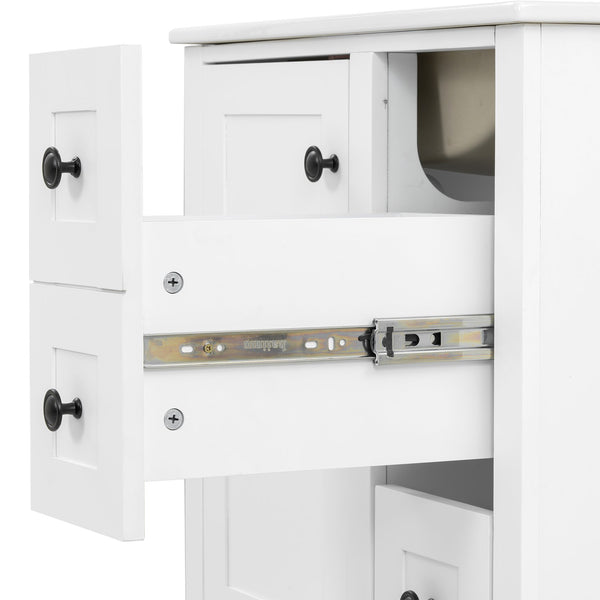 English Elm 24-inch Matte Bathroom Vanity Rubberwood Cabinet with Ceramic Sink and Soft-close Drawers White N729P377516K
