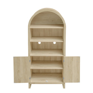 English Elm Arched Modern Farmhouse Storage Cabinet With Adjustable Shelves For Kitchen, Living Room & More W688P278910
