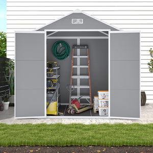 English Elm Campcraft 6x5 Ft Resin Outdoor Storage Shed with Uv Resistant Pp Panels and Lockable Door W1598S00021