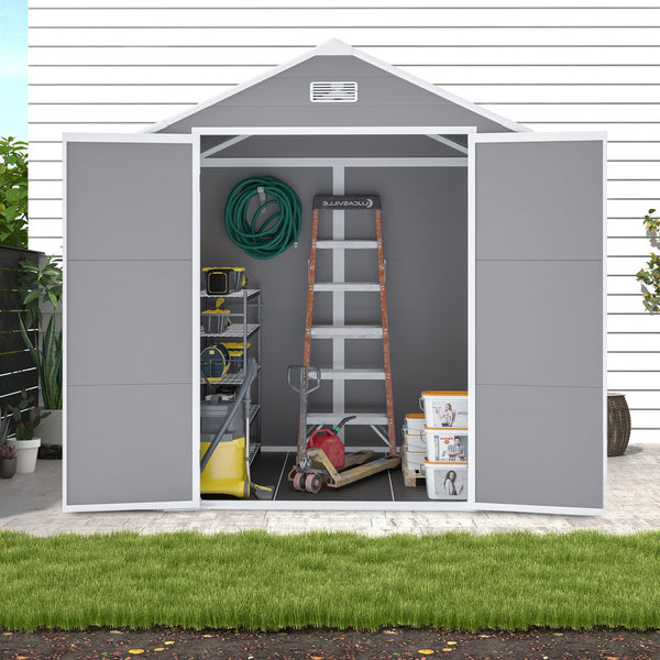 English Elm Campcraft 6x5 Ft Resin Outdoor Storage Shed with Uv Resistant Pp Panels and Lockable Door W1598S00021