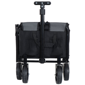 English Elm All-in-one Folding Camping Wagon with Bench Seating Storage and Pet Tether Outdoor Black+ Gray W2932P312713