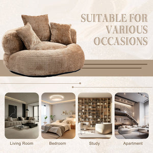 English Elm Lazy Sofa Oversized Ergonomic Bean Bag Lounger with High Wrap Back, Plush Chenille Foam Comfort for Living Room, Bedroom, Office Coffee W395P252063