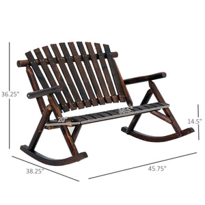 English Elm Adirondack Double Seat Solid Fir Wood Outdoor Rocker for Patio Porch and Deck T3971P385769