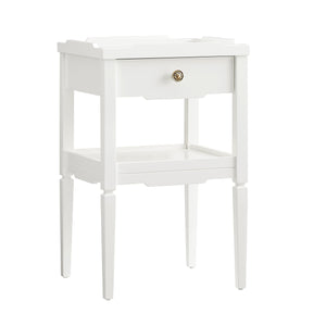English Elm Foley Mid-Century White 1-Drawer Nightstand with Gold Pull, Tapered Legs & Lower Shelf Storage B050P376969