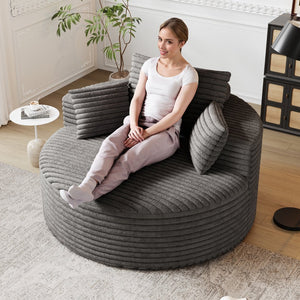 English Elm 50''L Plush Corduroy Sponge Single Sofa Bed with No Assembly, Fluffy Modern Sleeper for Living Areas Grey W834P337418