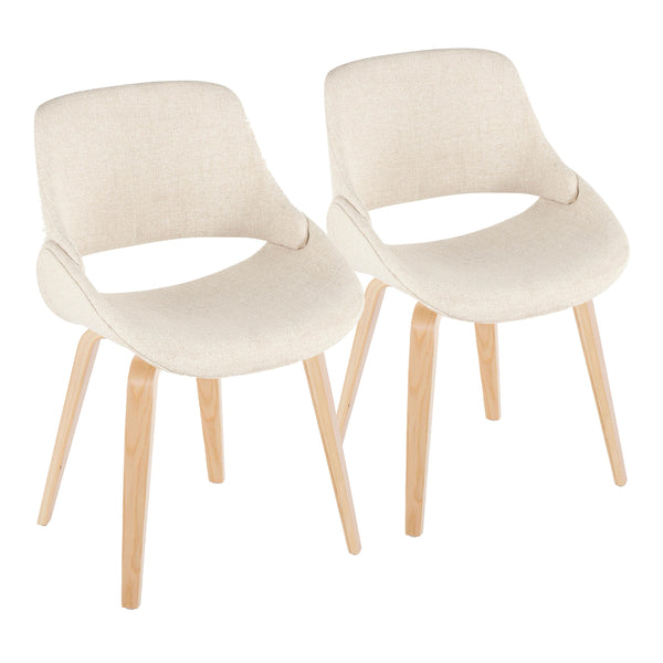 English Elm Fabrico Mid-Century Modern Accent Chairs Set Of 2 - Cream Upholstered & Natural Wood Legs For Style B202S01222