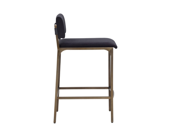 Sunpan MORI Counter Stool - Elegant Abbington Black Fabric with Gold Frame for Modern Kitchen Comfort 112558