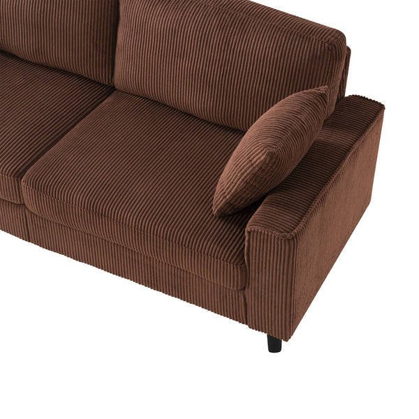 English Elm 81.8"corduroy Ribbed Upholstered 2-seater Sofa with Iron Wood Frame for Living Room Orange W5515P488193