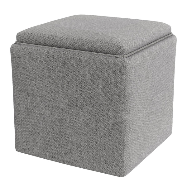 English Elm Soa Square Woven Fabric Storage Ottoman with Lift Off Tray Top for Living Rooms Gray B056P412624